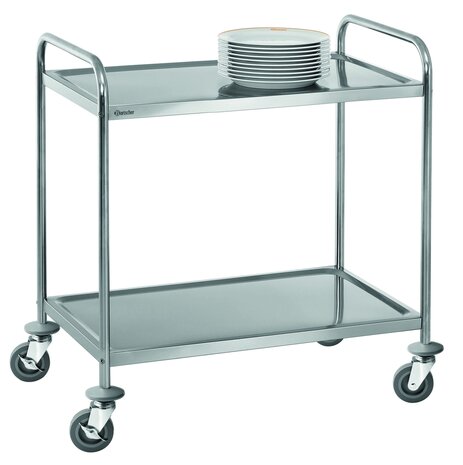 DEMONTEERBARE RVS AFRUIMTROLLEY, 2 NIVEAU&#039;S