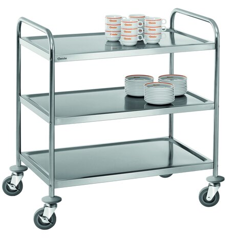 DEMONTEERBARE RVS AFRUIMTROLLEY, 3 NIVEAU&#039;S