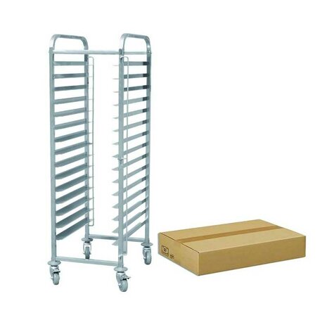 DEMONTEERBARE RVS SERVICE TROLLEY, 15 x GN 1/1