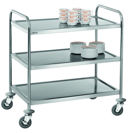 DEMONTEERBARE RVS AFRUIMTROLLEY, 3 NIVEAU'S