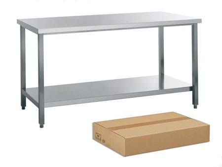 DEMONTEERBARE INOX WERKTAFEL, MET ONDERTABLET, L 800 MM