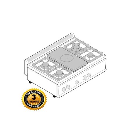 EG4T70 TOP 2 BRANDERS GAS + DOORKOOKPLAAT 1/2 GAS + 2 BRANDERS GAS